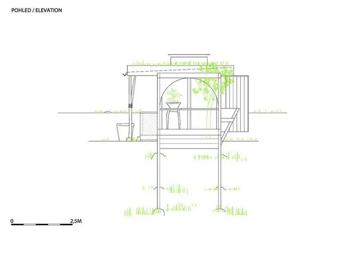 Tea House with Hanging Garden by A1 Architects